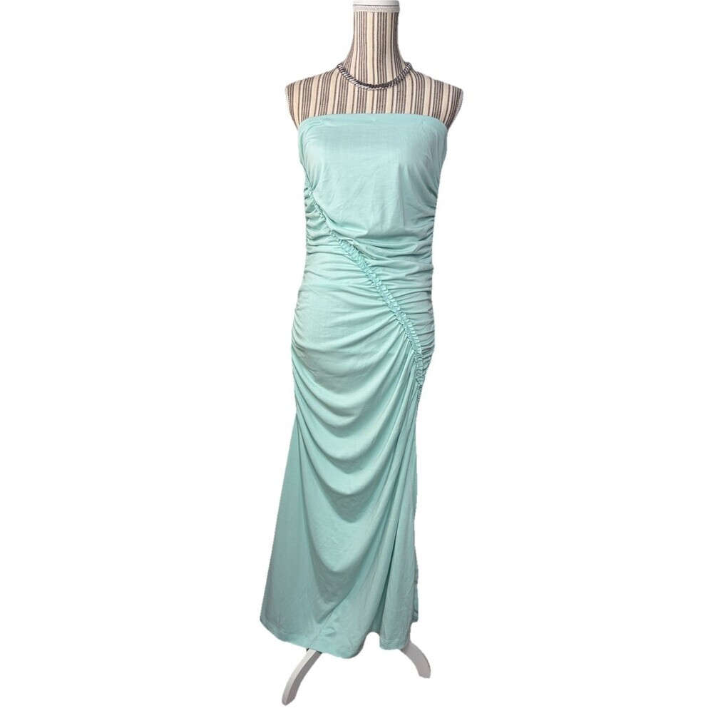 Anthropologie The Gabbie Strapless Ruched Tube Rayon Dress by Celandine LARGE